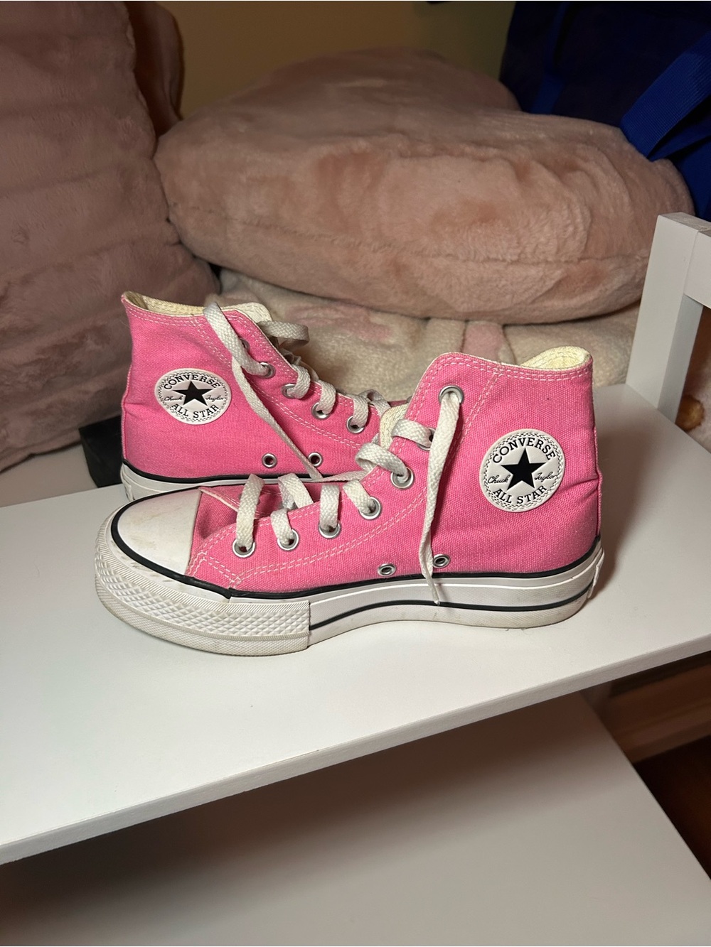 Converse High Top Sneakers - Pink and White